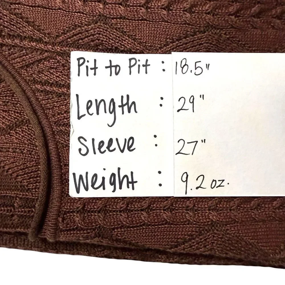 Peruvian‎ Connection Cable Knit Sweater | Womens Small | Brown 100% Pima Cotton